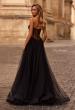 Picture of: Strapless Tulle Evening Dress with Basque Waist and Satin Bodice in Black , Style 32771, Back Picture
