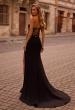 Picture of: Jersey Strapless Dress with Sweetheart Rhinestone Lined Neckline in Black , Style: 32829, Back Picture