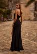 Picture of: Jersey Dress with Rhinestone Edge Square Neckline and Straps in Black , Style 32844, Back Picture