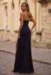 Picture of: Fabulous Jersey Dress with Rhinestones Lining the Top and HIgh Slit in Black , Style: 32854, Back Picture