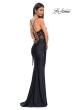 Picture of: Lovely Ruched Jersey Dress with Sequin Lace Beaded Bodice in Black , Style 32920, Back Picture