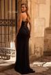 Picture of: Chic Jersey Evening Dress with Scattered Rhinestone Neckline in Black , Style: 32975, Back Picture