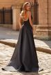 Picture of: Elegant A-Line Evening Gown with Beaded Straps and High Slit in Black, Style: 33106, Back Picture