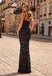 Picture of: Lace Gown with Sheer Bodice and Fitted Skirt in Black, Style: 33490, Back Picture