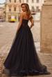 Picture of: Strapless Corset Gown with Tulle Skirt and High Slit in Black, Style: 33491, Back Picture