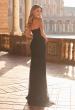 Picture of: Strapless Ruched Rhinestone Gown with Sheer Skirt in Black, Style: 33725, Back Picture