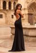 Picture of: Simple Jersey Gown with Cutout Bust and Open Cross-Back in Black, Style: 33745, Back Picture
