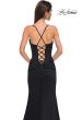 Picture of: Ruched Long Jersey Dress with Draped Rhinestone Neckline in Black , Style 32802, Detail Picture 18