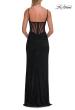Picture of: Rhinestone Fitted Gown with Draped Bodice and Sheer Corset Back in Black, Style: 33343, Detail Picture 18