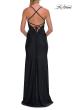 Picture of: Ruched Sweetheart Gown with Slit and Lace-Up Back in Black, Style: 33361, Detail Picture 19