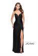 Picture of: Satin Slip Prom Dress with Strappy Back in Black, Style: 25270, Detail Picture 1