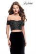 Picture of: Velvet Two Piece Prom Dress with Beading in Black, Style: 25496, Detail Picture 1