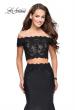 Picture of: Mikado Two Piece Prom Dress with Lace and Beading in Black, Style: 25583, Detail Picture 1