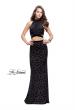 Picture of: Form Fitting Two Piece Prom Dress with Side Cut Outs in Black, Style: 25589, Detail Picture 1