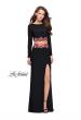 Picture of: Long Sleeve Two Piece Dress with Floral Applique in Black, Style: 25695, Detail Picture 1