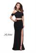 Picture of: Two Piece Long Prom Dress with Beaded Halter Top in Black, Style: 25846, Detail Picture 1