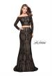 Picture of: Off The Shoulder Two Piece Dress with Long Sleeves in Black, Style: 25983, Detail Picture 1