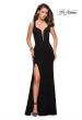 Picture of: Long Jersey Prom Dress With Exposed Back Zipper in Black, Style: 27031, Detail Picture 1