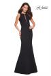 Picture of: High Neckline Jersey Prom Dress with Open Back in Black, Style: 27124, Detail Picture 1