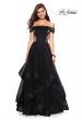 Picture of: Elegant Off the Shoulder Tulle Layered Ball Gown in Black, Style: 27224, Detail Picture 1