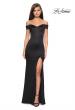 Picture of: Form Fitting Off the Shoulder Satin Prom Dress in Black, Style: 27752, Detail Picture 1