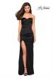 Picture of: Strapless Form Fitting Satin Dress with Side Leg Slit in Black, Style: 27787, Detail Picture 1