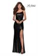 Picture of: Long Sequin Off the Shoulder Prom Dress with Slit in Black, Style: 28177, Detail Picture 1