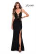 Picture of: Long Lace Prom Dress with Plunging Neckline in Black, Style: 28648, Detail Picture 1