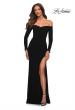 Picture of: Long Sleeve Off the Shoulder Black Jersey Gown in Black, Detail Picture 1
