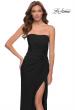 Picture of: Strapless Jersey Dress with Ruching and Skirt Slit in Black, Style 29489, Detail Picture 1