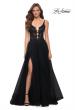 Picture of: Tulle A Line Gown with Lace Rhinestone Bodice in Black, Style 29686, Detail Picture 1
