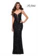 Picture of: Gorgeous Sequin Dress with V Neck and Open Back in Black, Style 29872, Detail Picture 1