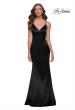 Picture of: Chic Long Stretch Satin Gown with V Neck and Back in Black, Style 29960, Detail Picture 1