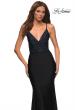 Picture of: Jersey Dress with Rhinestone Beaded Top and V Neck in Black, Style: 30432, Detail Picture 1