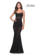 Picture of: Romper Lace Dress with Sheer Skirt and Lace Up Back in Black, Style: 31253, Detail Picture 1