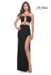Picture of: Unique Jersey Gown with Front Cut Outs and Criss Cross Straps in Black, Style: 31293, Detail Picture 1
