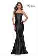 Picture of: Intricate Lace Up Back Liquid Jersey Mermaid Gown in Black, Style: 31321, Detail Picture 1