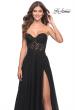 Picture of: Rhinestone Tulle A-Line Gown with Lace Bodice in Black, Style: 31525, Detail Picture 1