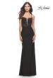 Picture of: Lace Bodice with Tie Up Deep V Neckline Jersey Dress in Black, Style: 31567, Detail Picture 1