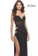 Picture of: Side Cut Out Jersey Gown with Rhinestone Bodice in Black, Style: 31599, Detail Picture 1