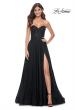 Picture of: Strapless Lace and Tulle Prom Dress with Lace Up Back in Black, Style: 32005, Detail Picture 1