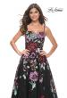 Picture of: Sequin Floral Print A-Line Tulle Gown with High Slit in Black, Style: 32019, Detail Picture 1