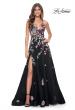 Picture of: Multi Color Sequin Floral Applique A-Line Prom Dress in Black, Style: 32051, Detail Picture 1