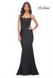 Picture of: Bustier Illusion Rhinestone Bodice with Ruched Skirt Prom Dress in Black, Style: 32064, Detail Picture 1