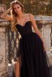 Picture of: Tulle A-Line Gown with Satin Bustier Top in Black, Style: 32065, Detail Picture 1