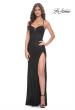 Picture of: Fishnet Rhinestone Prom Dress with Bustier Top and High Slit in Black, Style: 32210, Detail Picture 1