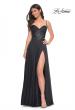 Picture of: Chiffon and Lace Gown with Bustier Top in Black, Style: 32276, Detail Picture 1