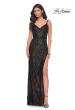 Picture of: Beaded Gown with Intricate Design and V Neckline in Black, Style: 32450, Detail Picture 1