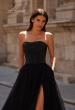 Picture of: Strapless A-line Dress with Full Rhinestone Top in Black , Style 32690, Detail Picture 1
