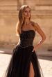 Picture of: Strapless Tulle Gown with Unique Beaded Sheer Top in Black , Style 32856, Detail Picture 1